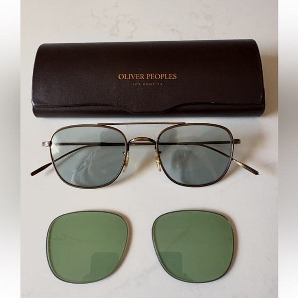 Oliver Peoples KRESS Eyeglasses Antique Gold Frame with Blue & Green lenses
